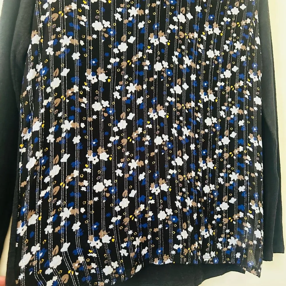 Gerard Darel Paris Shimmer Striped Floral Long Sleeve Top Women's Size 2 Luxury - Image 4