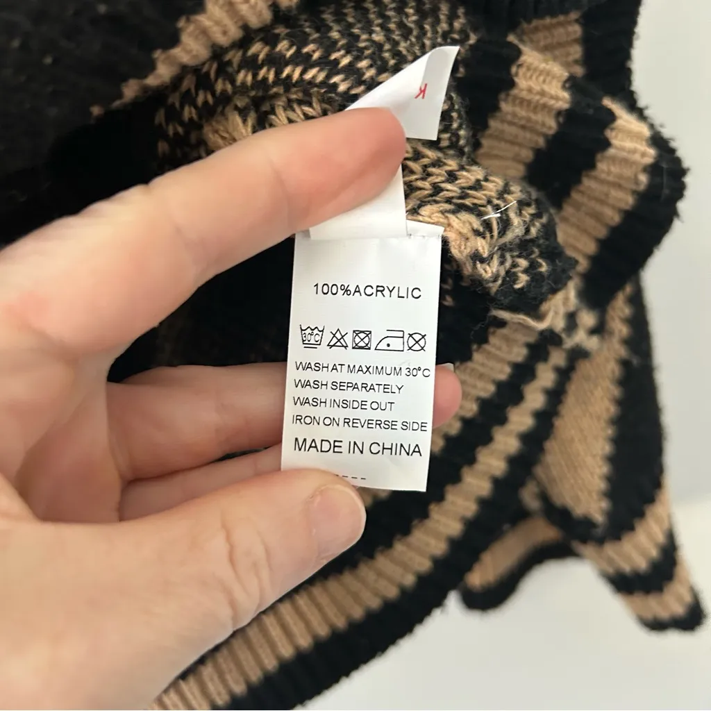 Wild Flower Black Tan Button Front Argyle Cardigan S/M - Image 7