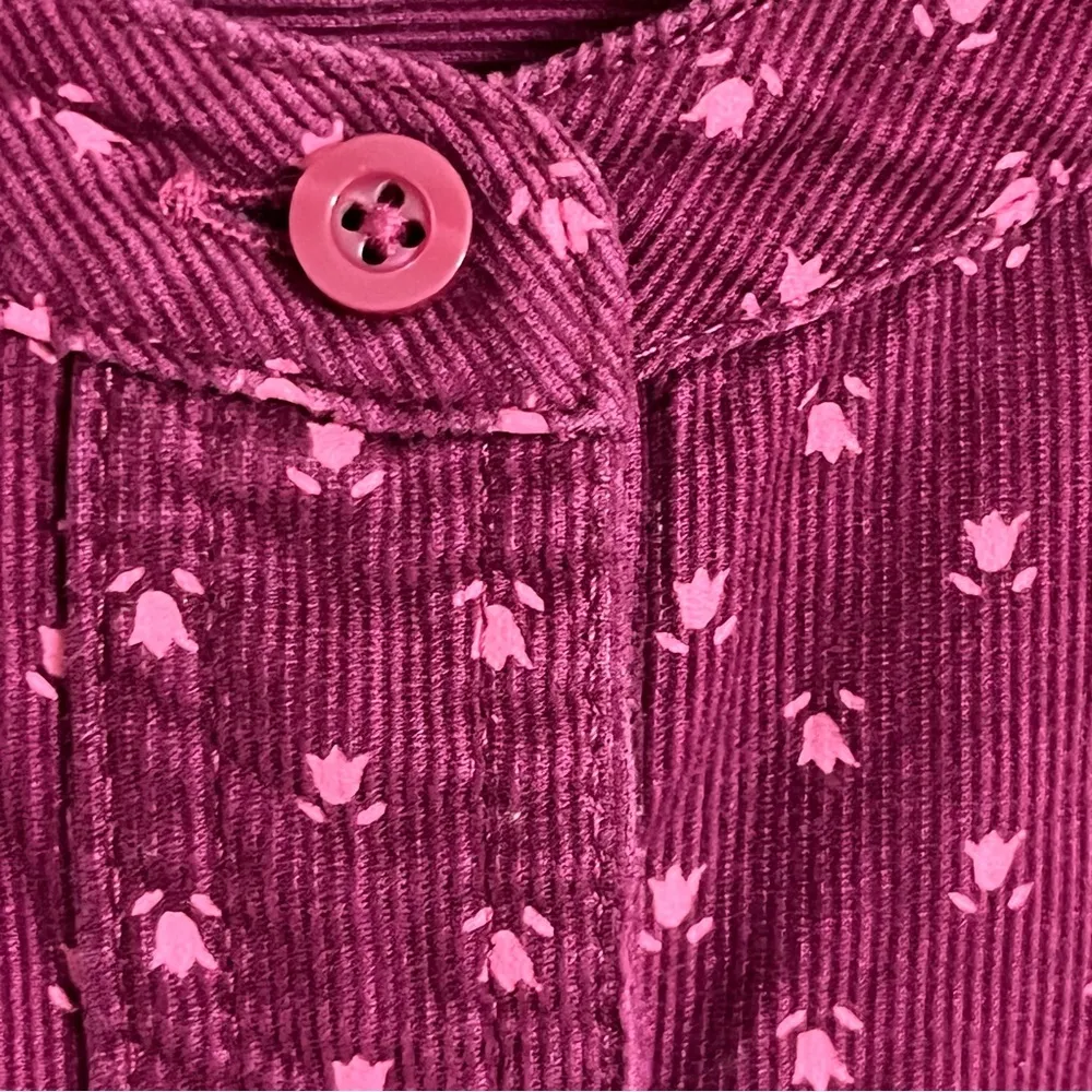 Women’s Talbots Corduroy Band Collar‎ Ditsy Floral Shirt Size 2XL Button Down - Image 7