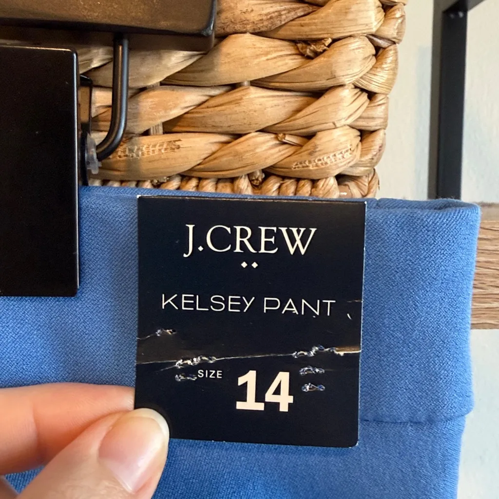 NWT J Crew Kelsey Cropped Stretch Flare Blue HighRise Woven Career Dress Pant 14 - Image 6