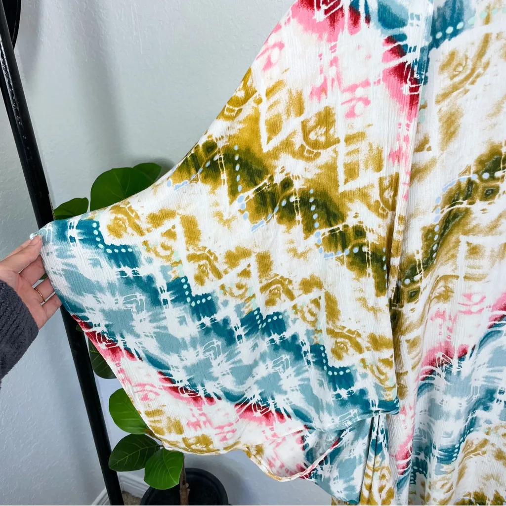 -`♡´- Free! Style Rack Tie Dye Multicolor Aztec Kimono Size S - Image 6