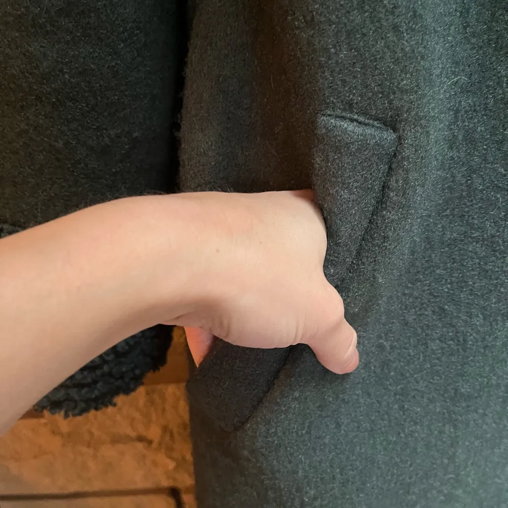 Anthropologie Hutch Colorblocked Sherpa-Trimmed Coat Green XS - Image 7