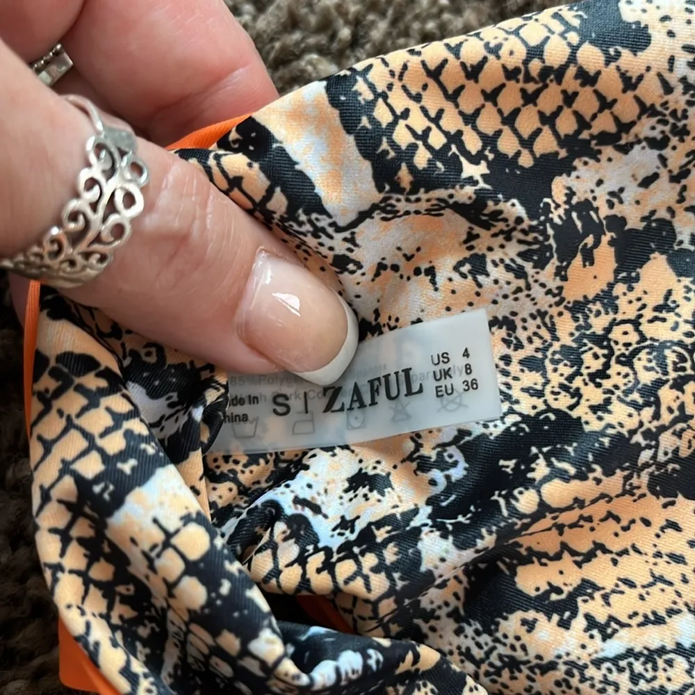 ZAFUL Women Swimwear Snakeskin Leopard Print One Shoulder Reversible Bik… - Image 4