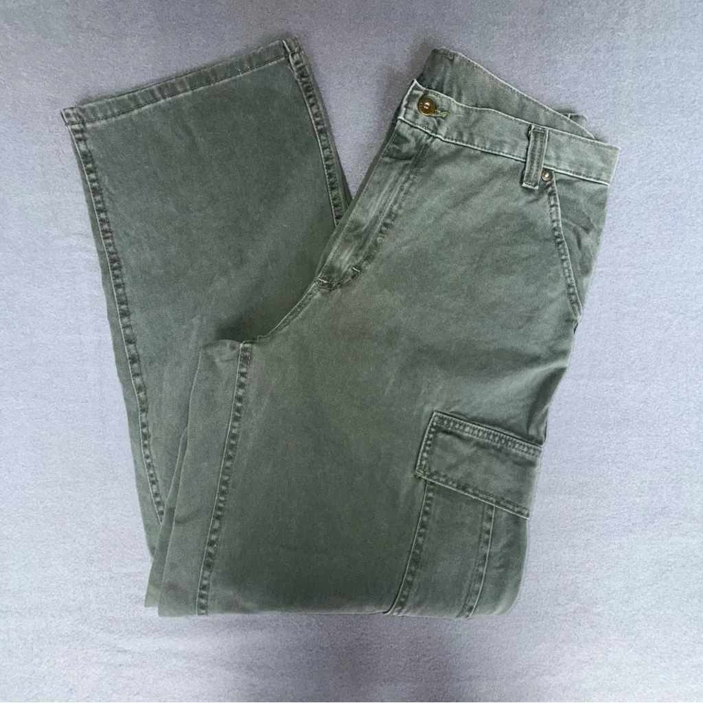 NEW Lee Dungarees Womens Army Green Cargo wide‎ leg Jeans size 13 Cabincore - Image 5