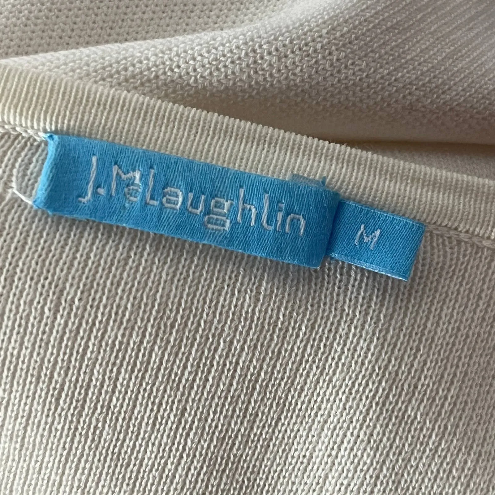 J. McLaughlin Marie Open Front Frayed Cardigan Patch Pocket Women White Medium - Image 4