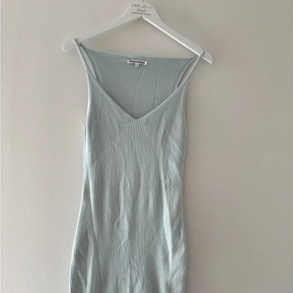 REFORMATION Dahlia Cotton Sweater Dress in Powder Blue S - Image 5