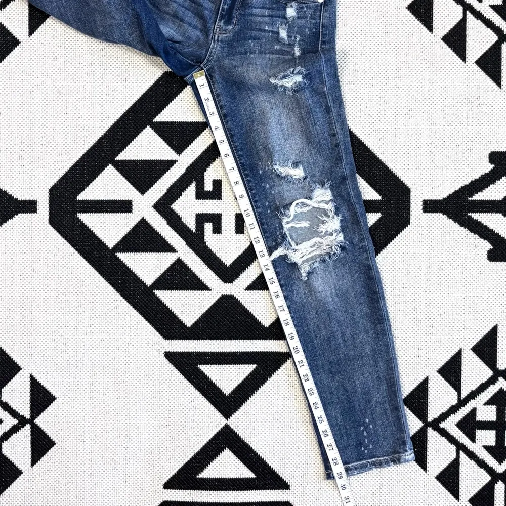 Judy Blue Bleach Splatter Distressed Boyfriend Jeans Size 24 - Image 7