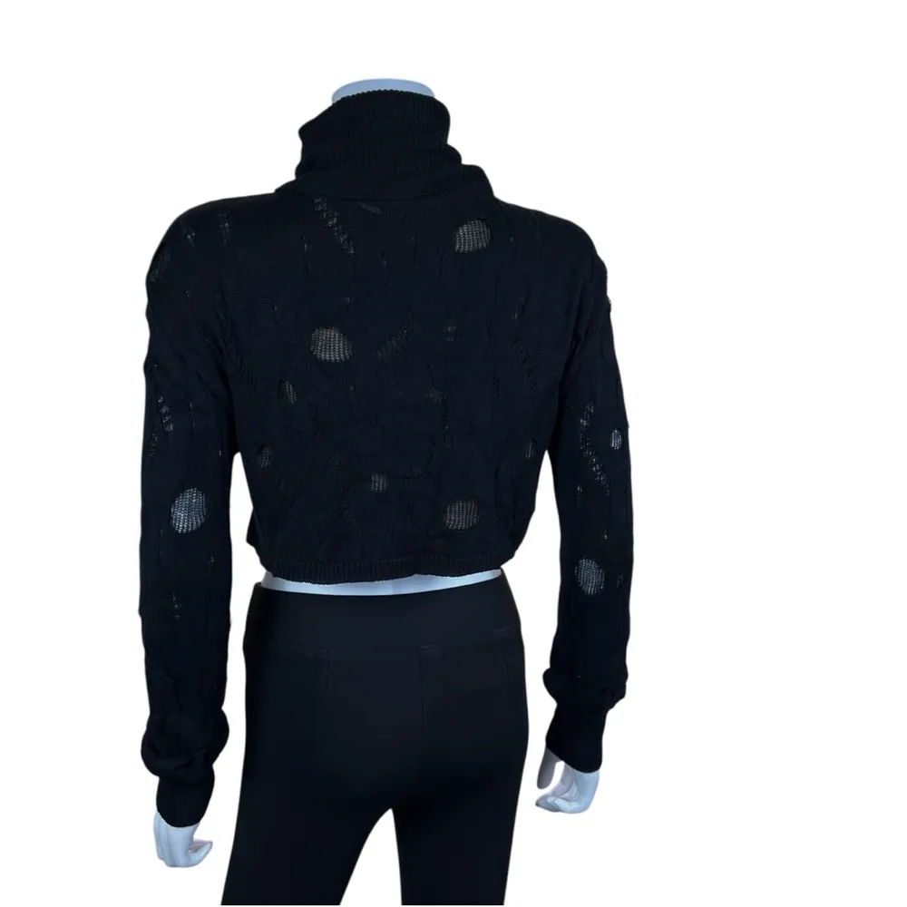 Tiger Mist Destroyed Distressed Crop Turtleneck Sweater - Image 5