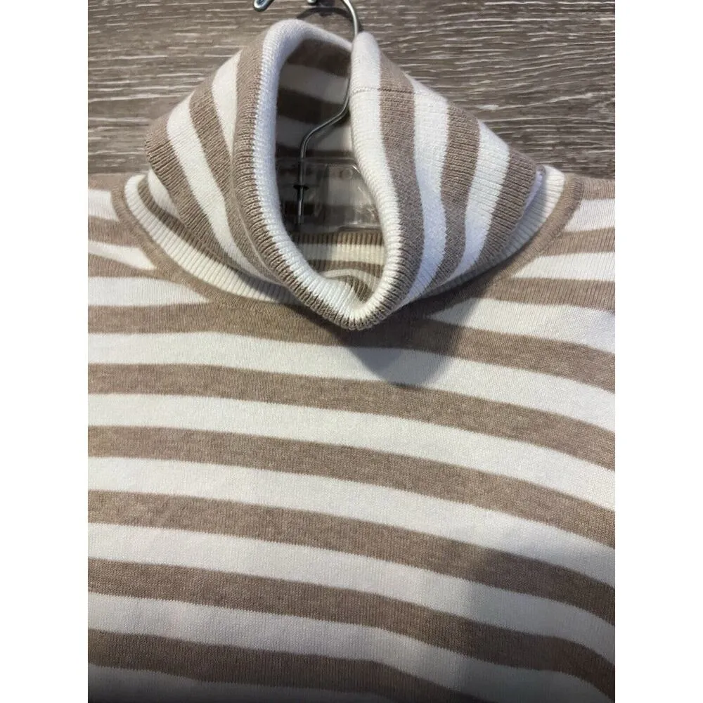 Tommy Hilfiger Women Long Sleeve Turtleneck Cotton Sweater Size LG Stripped - Image 5