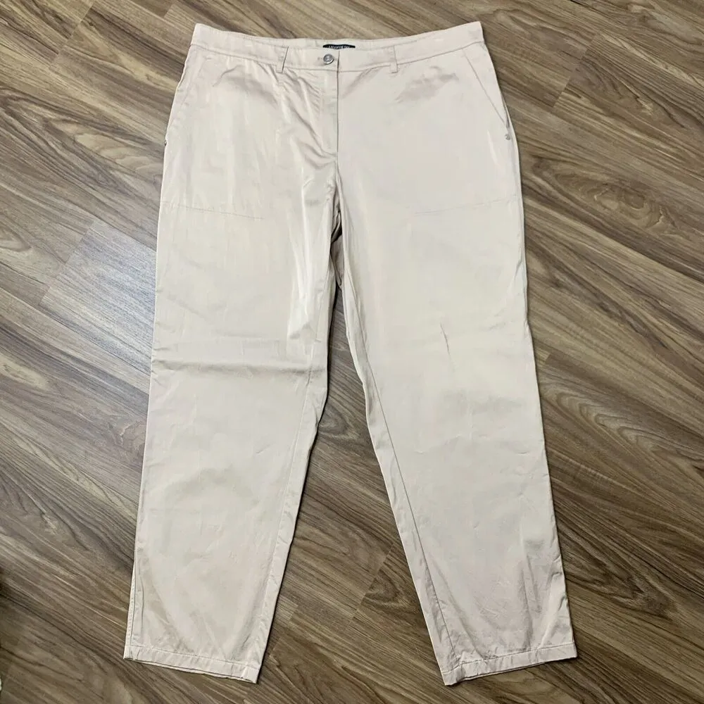 Lafayette 148 New York Size 16 Fulton Champagne Beige Shiny Pant Pockets Women's - Image 3