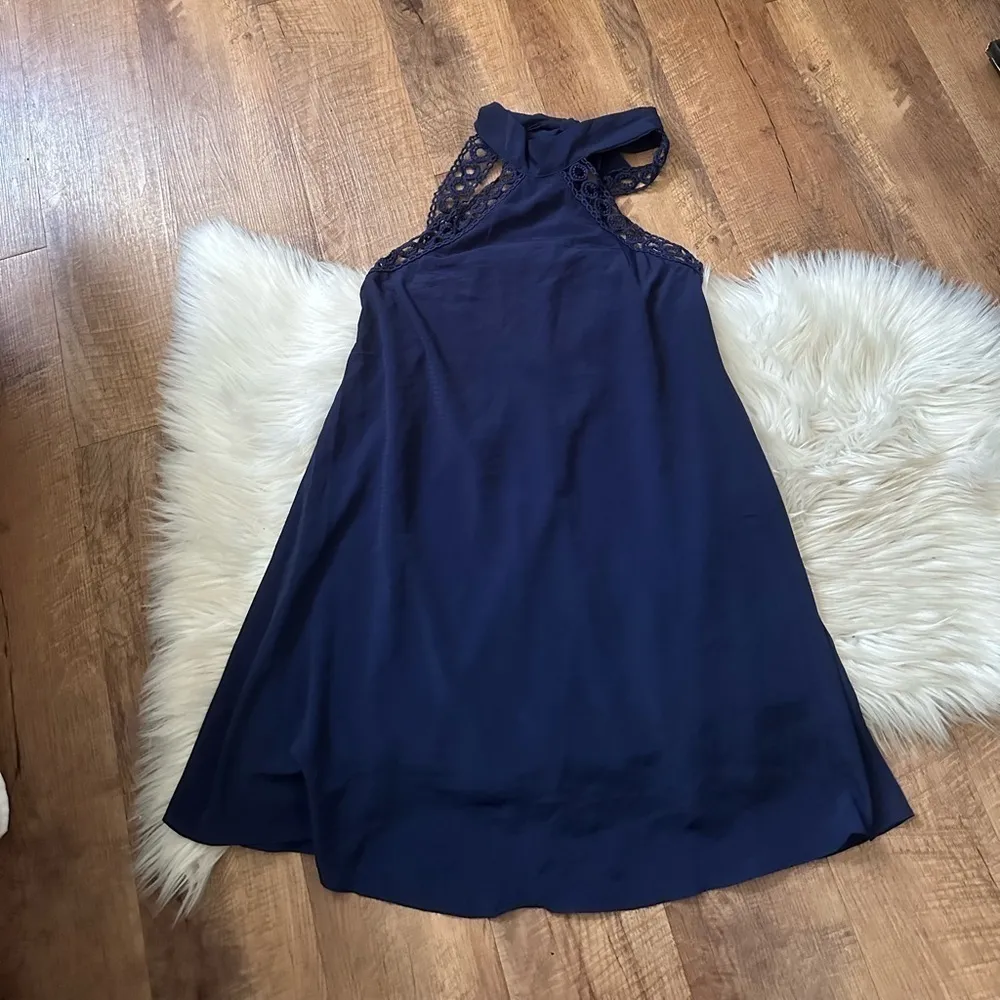 LULU’S Any Sway, Shape, or Form Navy Blue Lace Halter Dress - Image 4