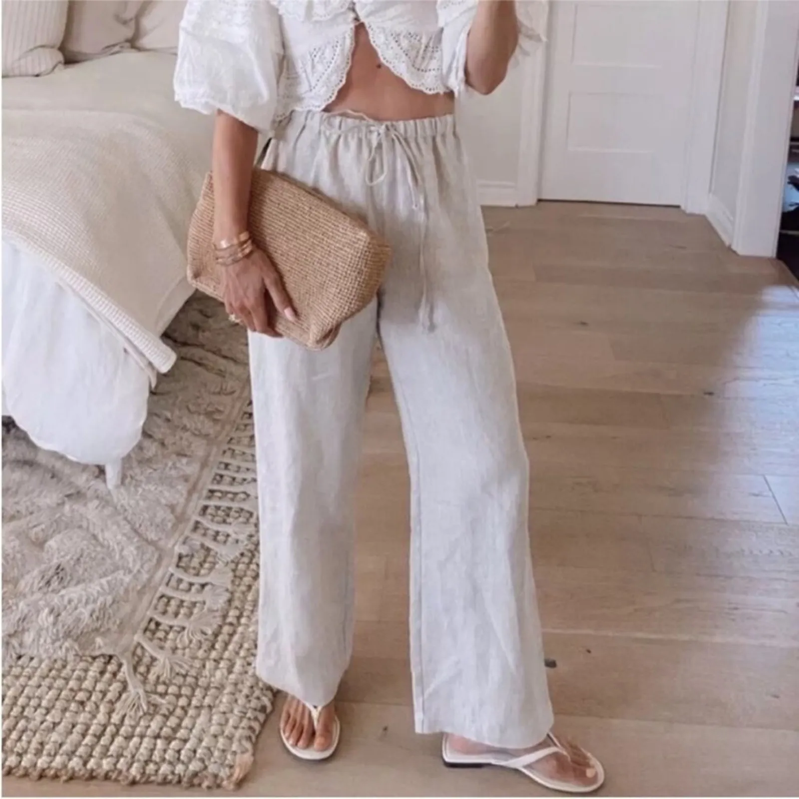 Reformation  Ethan Linen Pants in Oatmeal L - Image 5