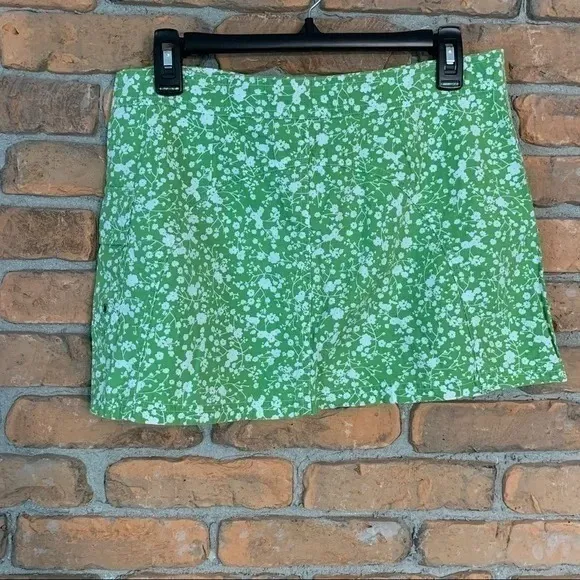 J. Crew Skirt womens 6 Green Floral Print Cotton Golf Tennis‎ Athletic Summer - Image 2