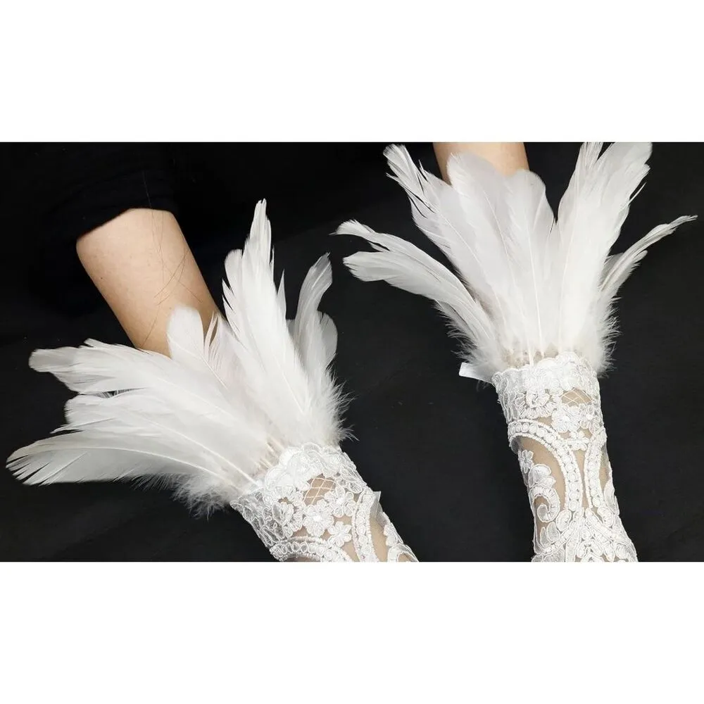 NEW White Lace Gloves Elegant Long Satin Bridal Banquet Prom Formal Dress Black - Image 7