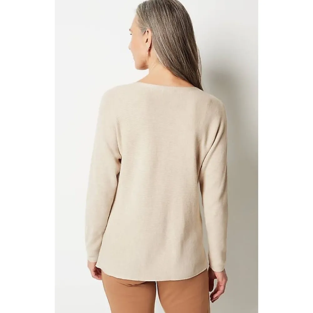 J Jill Heather Oatmeal Knit Wearever Textured Dolman Sleeve Sweater Size Small - Image 3