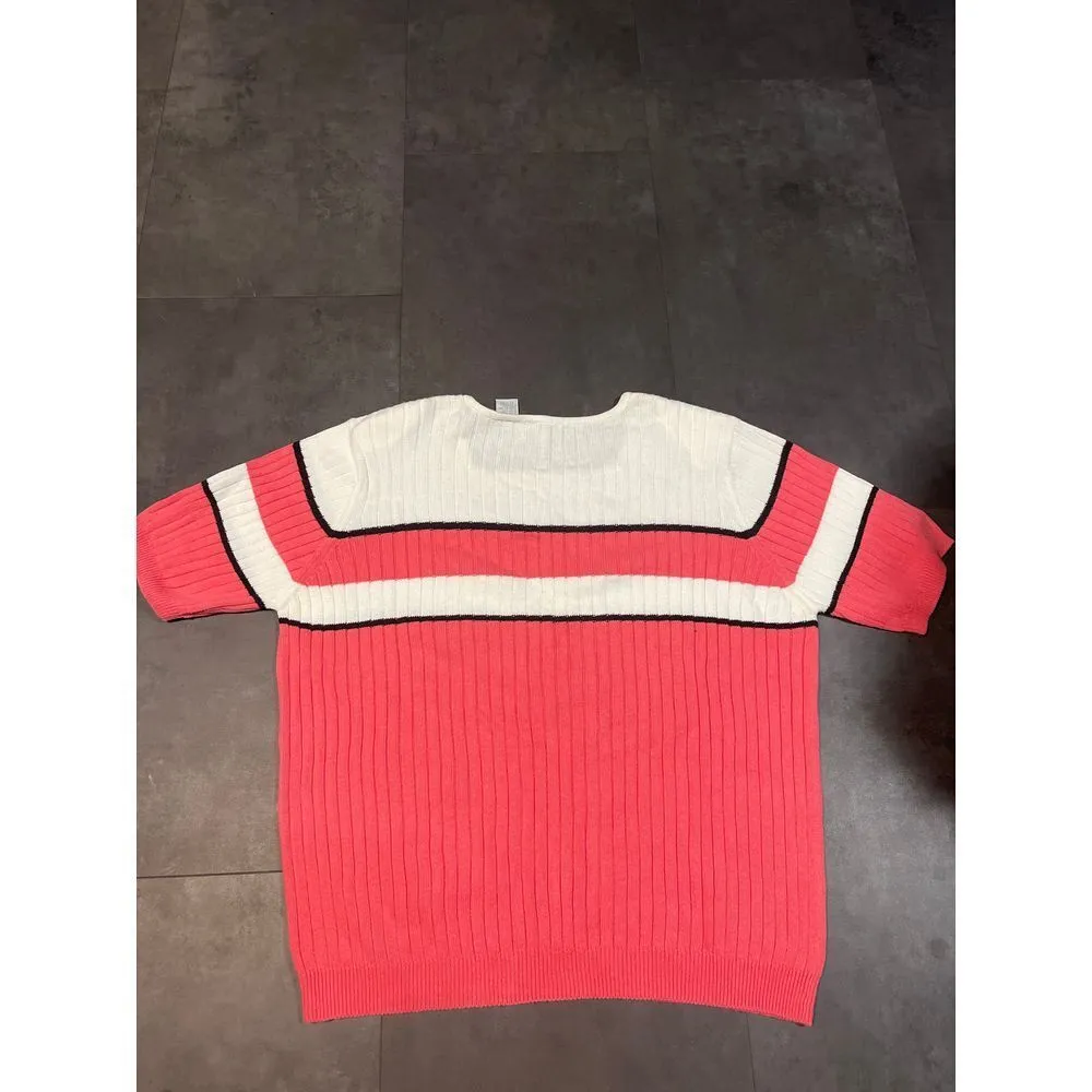 Jeanne Pierre Ribbed Color Block Sweater - Chic Red & White Design B-16 - Image 4