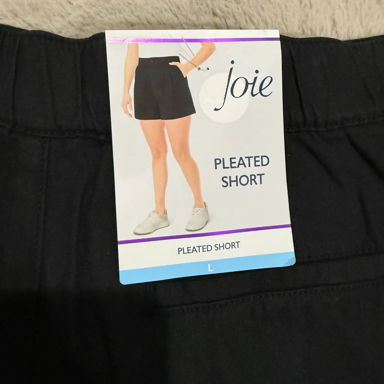NWT JOIE High Waist Pleated Shorts‎ Size L Black Pockets Linen Blend - Image 9