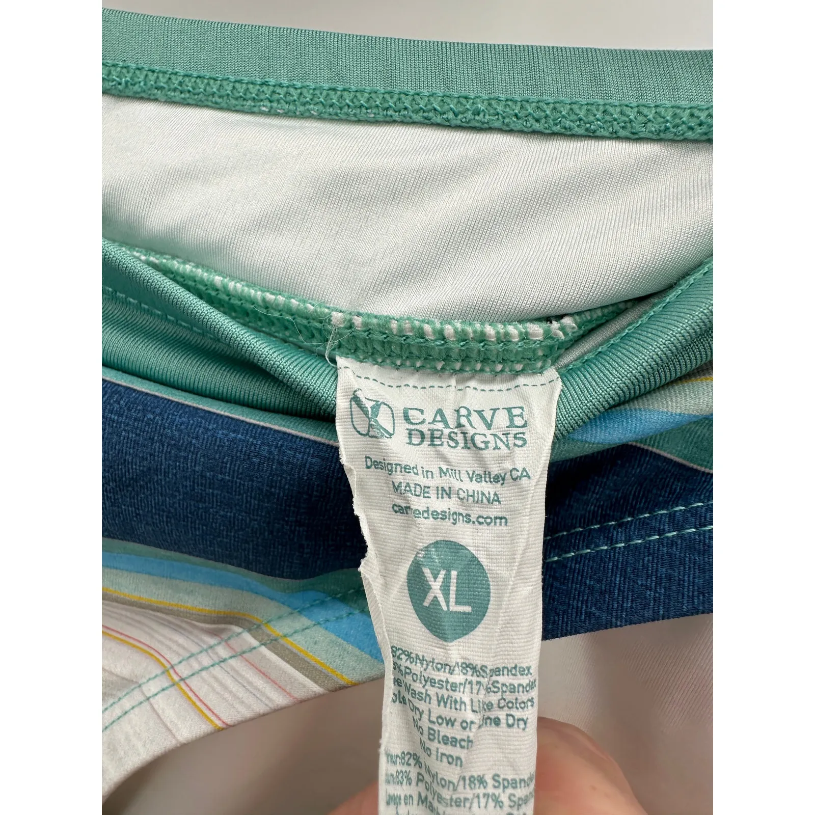 Carve Designs Bikini Bottoms Women XL NWOT Green Blue White Striped Swimsuit - Image 5