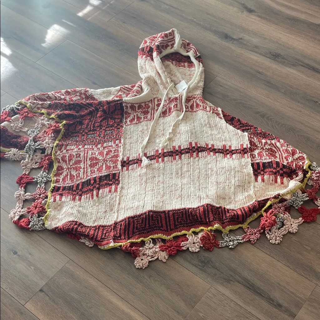Free People Craft Poncho Sweater- XS/S - Image 5