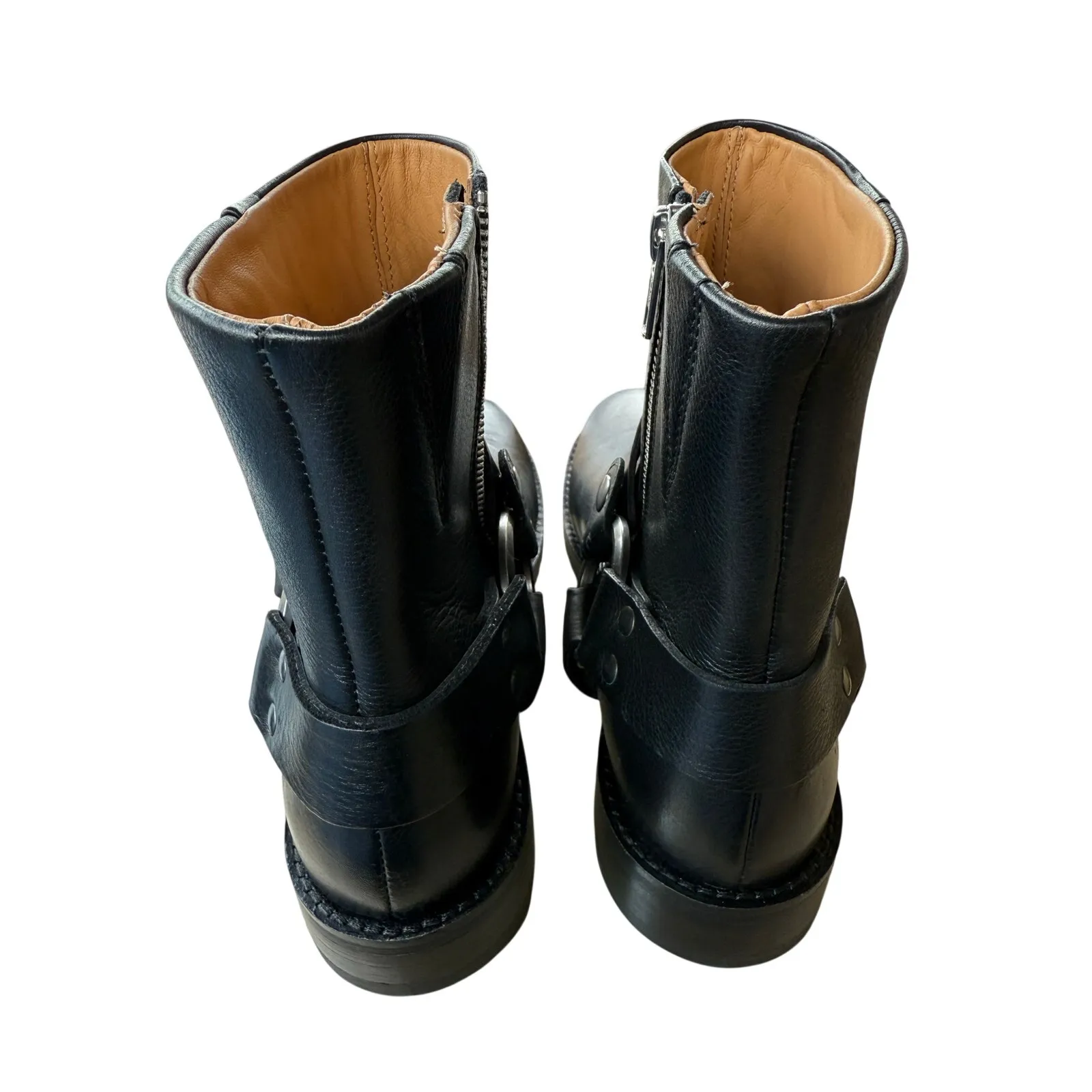 Frye Veronica Flex Harness Ankle Boots Black Womens 8.5 Zip Leather - Image 4