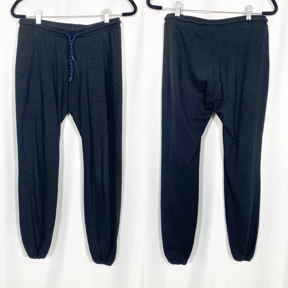 Marine Layer Mid Rise Jogger Sweatpants Loungewear: Heathered Black - Image 2