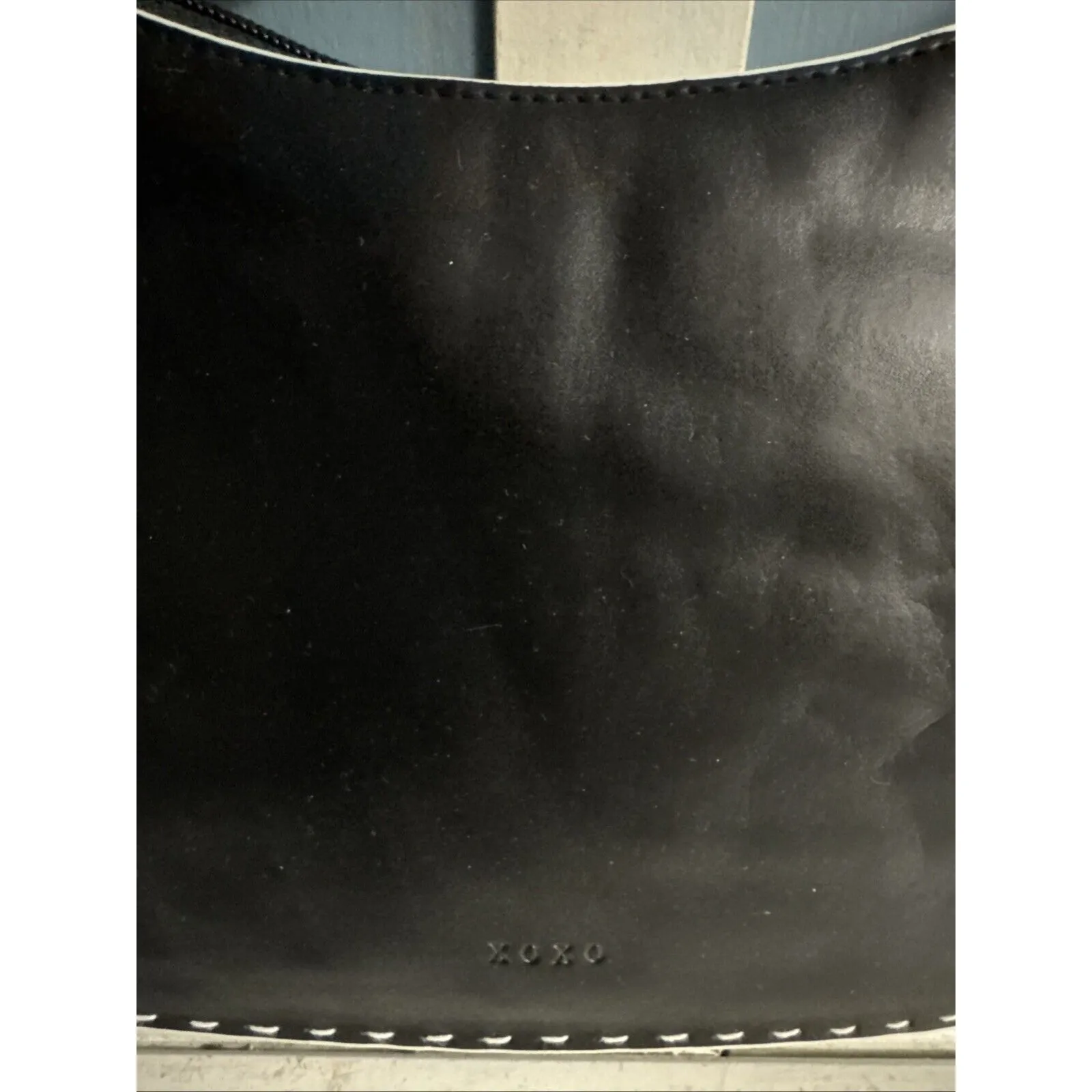 XOXO Small Black With White Stitch Small Shoulder Purse Vinyl Faux Leather NWT - Image 4