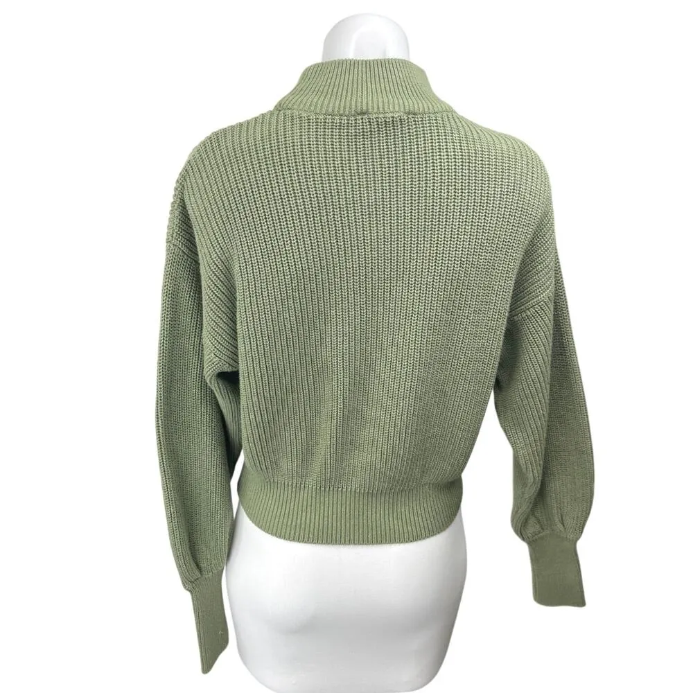 NA-KD Green Chunky Knit Balloon Long Sleeve High Neck Pullover Sweater Top Sz S - Image 6