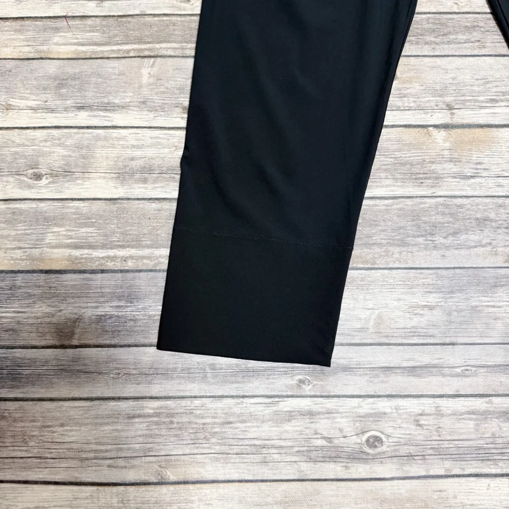 Aday Black Easy Days Cropped Straight Leg Tie Belt Elastic Waistband Pants Small - Image 5