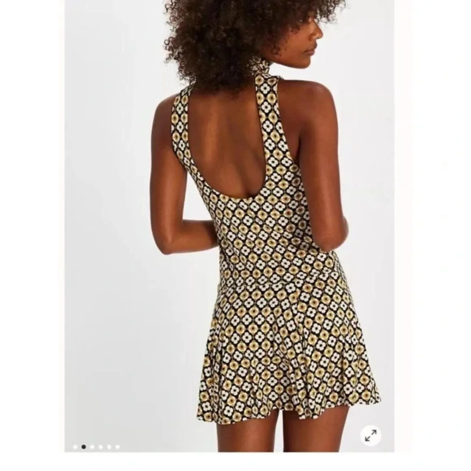 Free People Check it Mini Dress Drop Waist Retro Style Size Large NWOT - Image 4