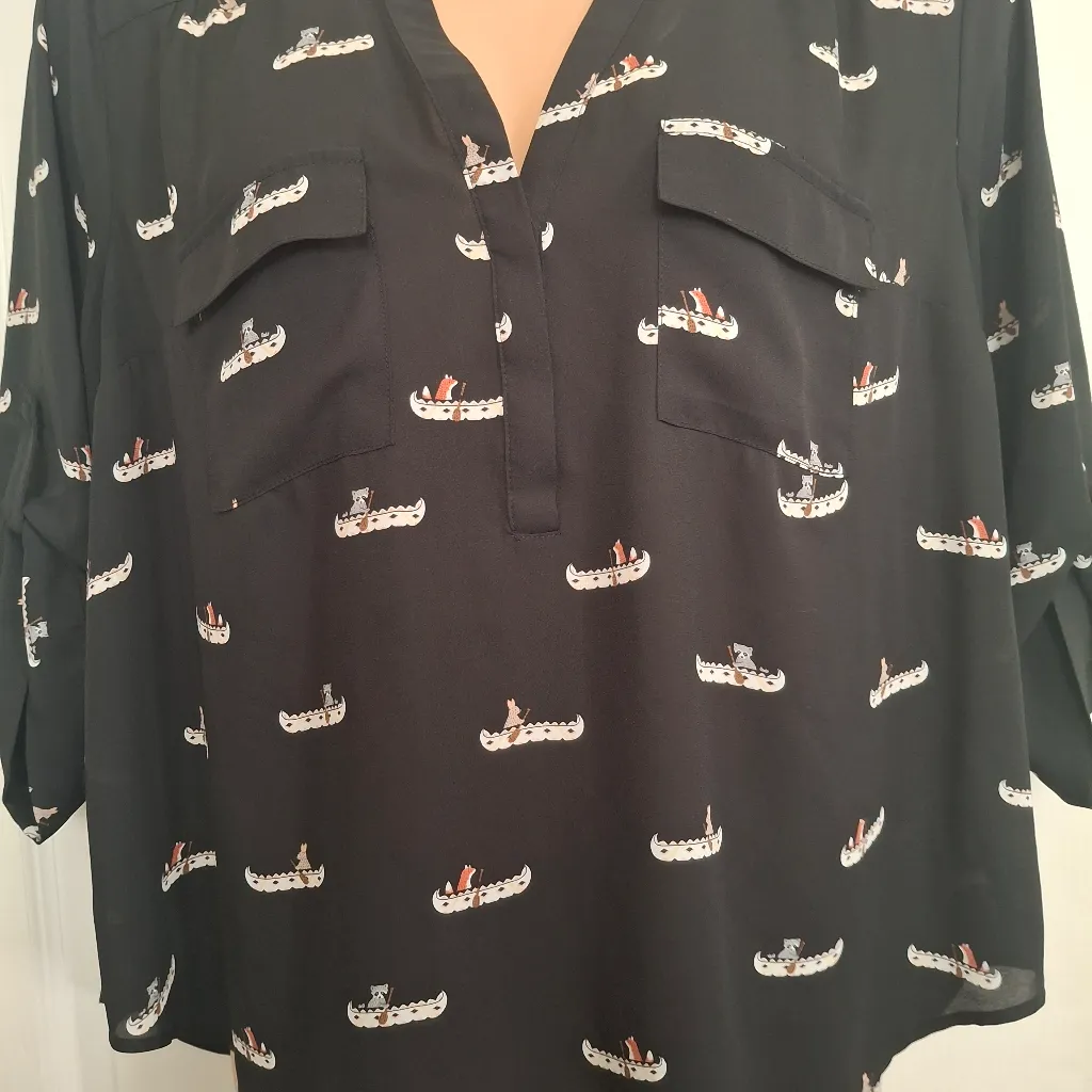 Torrid Sz 1 Black Printed Women's Top - Image 10