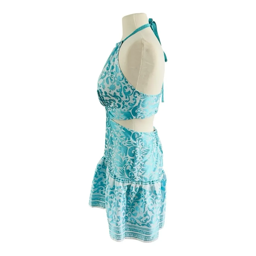 Greek Designer Halter Dress New Blue Size M - Image 2