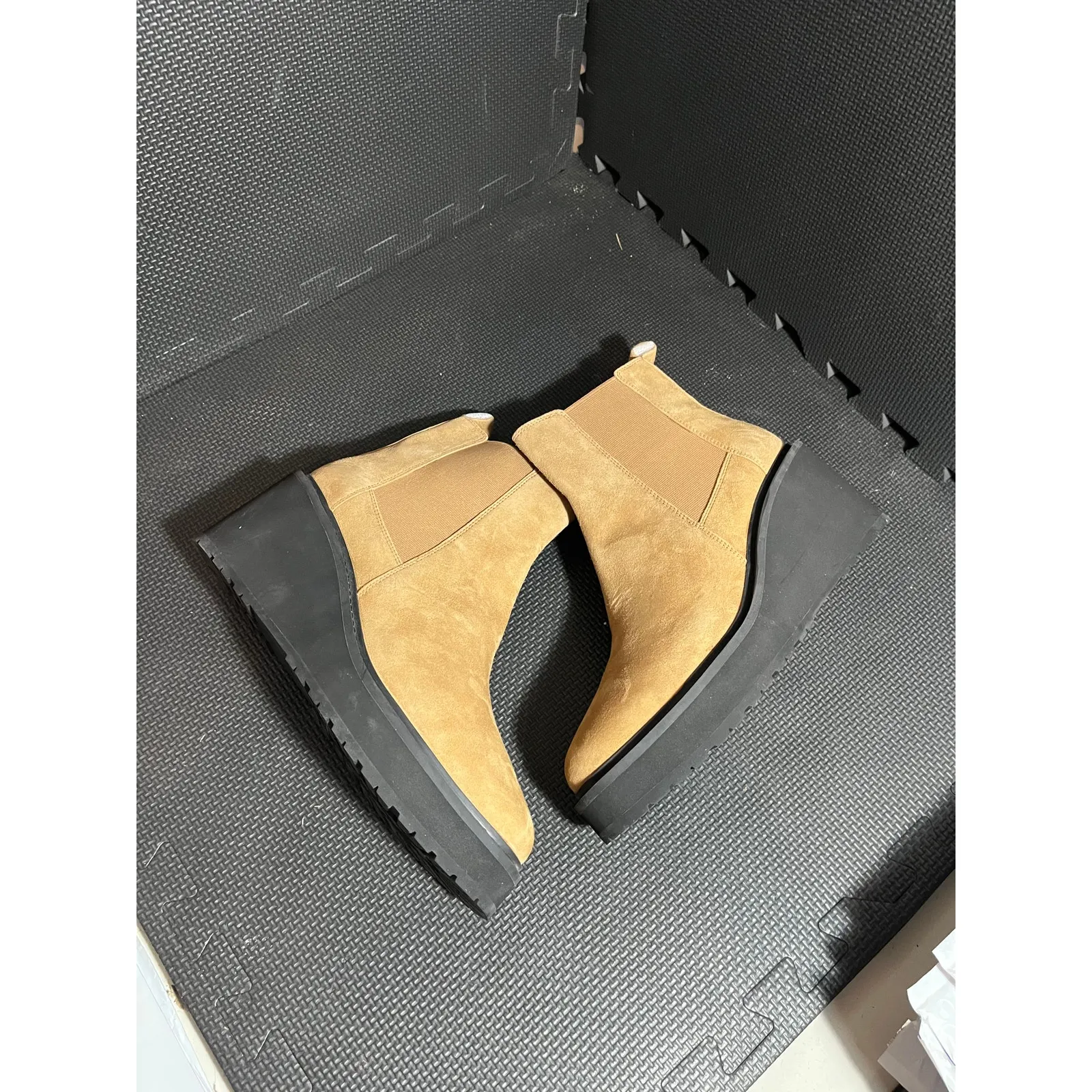 Linea Paolo Indio Wedge Boots Camel Suede‎ Women's Shoes NEW Size 10M Tan - Image 4