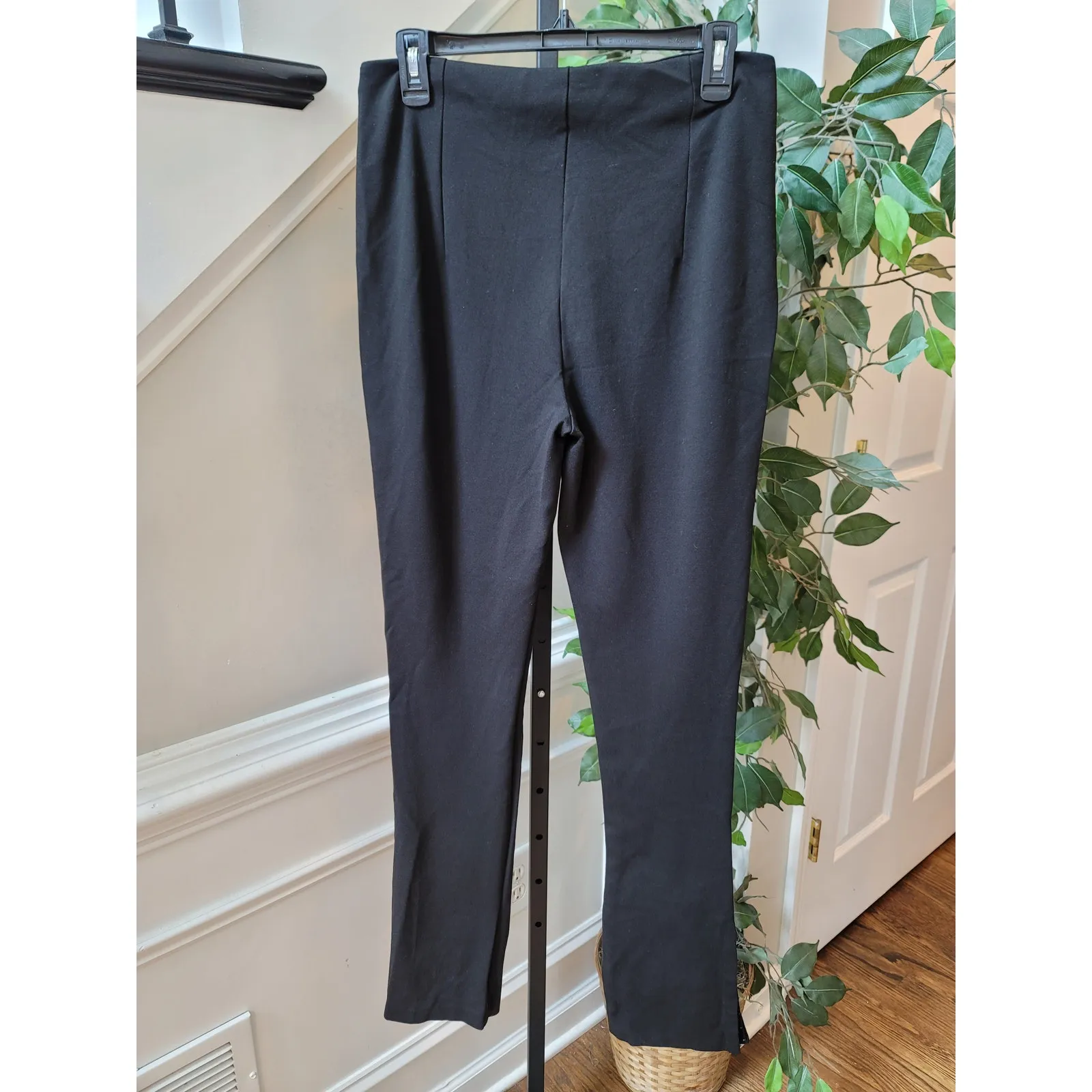 Zara Black Trousers Women's Size L Slim Fit Cotton Blend Work Office Pants - Image 6