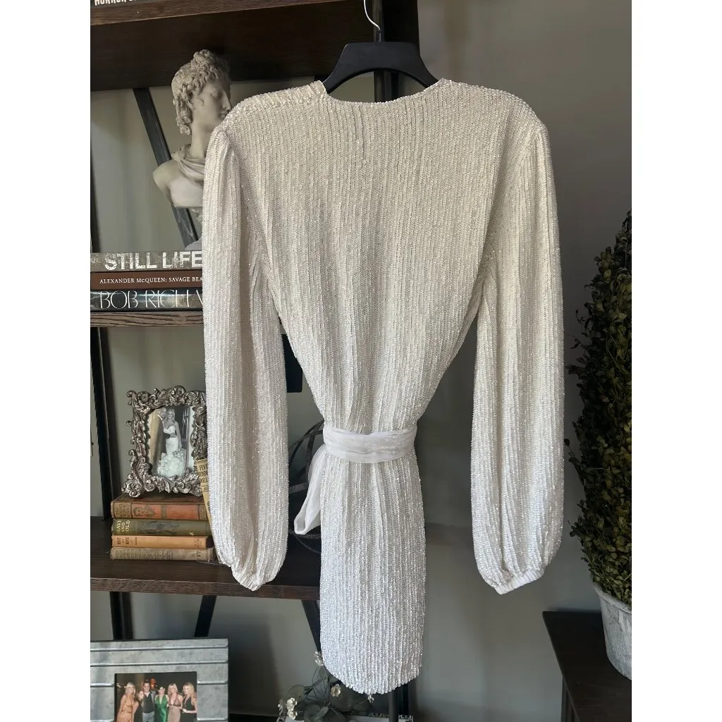 retrofete Gabrielle Beaded Robe Dress Moonglow White Womens Size XS - Image 8