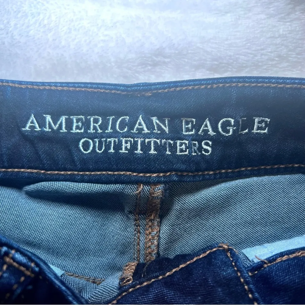 American Eagle Hi Rise Shortie Denim Jeans Shorts Dark Wash - 0 - Image 6