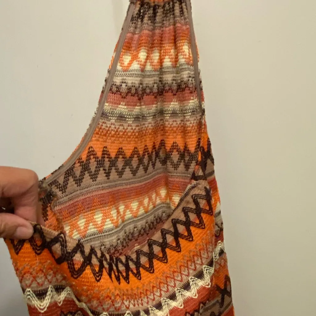 See The Shades Womens Knit Halter Maxi Dress S Small 34” Boho Orange Brown Print - Image 8