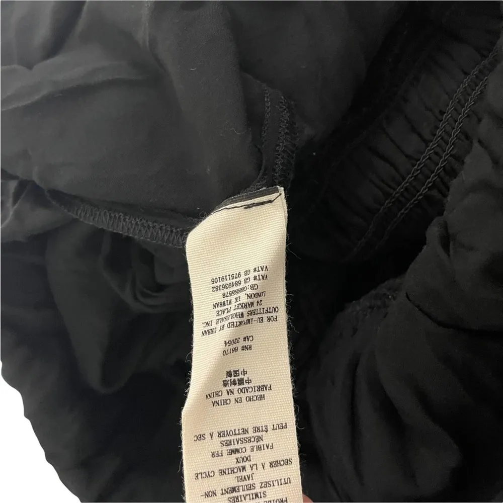 FREE People Dress Smocked Black Floral Print Square Neck Long Puff Sleeves Small - Image 14