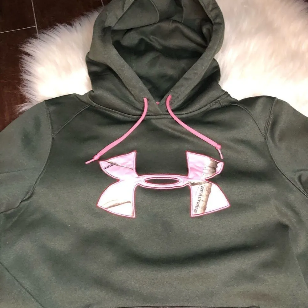 Under Armour storm hoodie olive green/pink small - Image 2