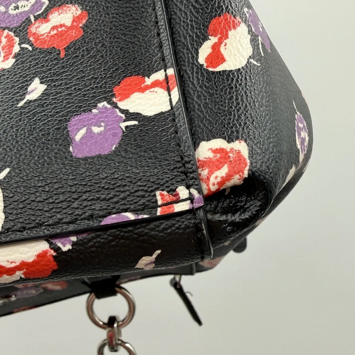 Coach Mini Christie Wildflower Satchel Bag Black Floral Crossbody Purse‎ - Image 9