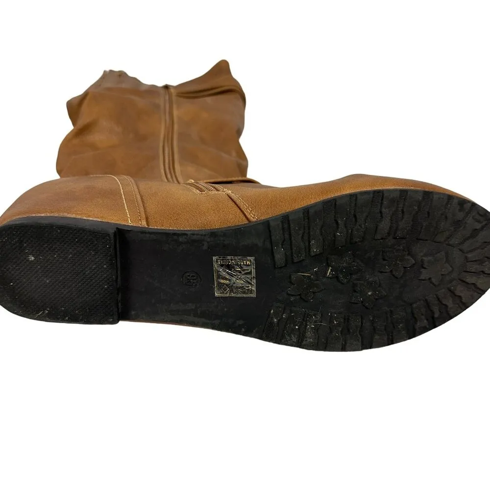 Dream Pairs Womens Brown Faux Leather Knee-High Boots Size 9.5 - Image 6