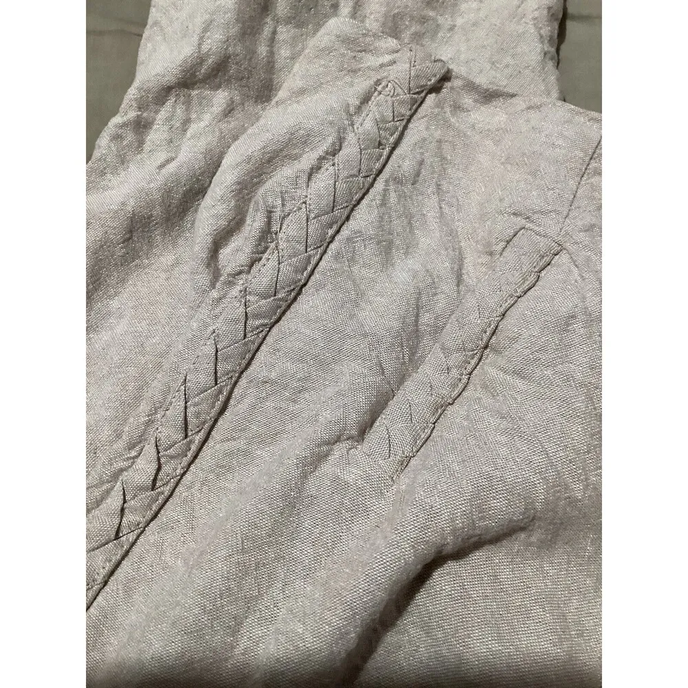 Jason Wu Linen Blend Tan Khaki High Rise Trousers Braid Accent 6 Cropped - Image 5