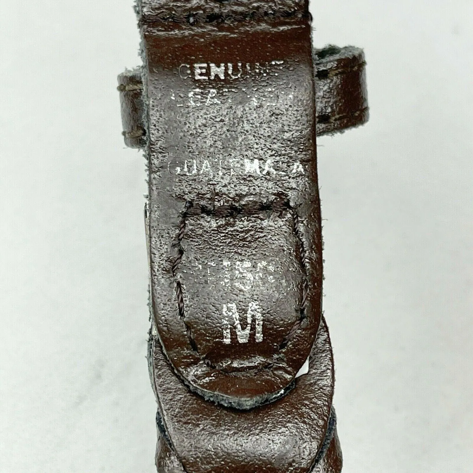 Vintage Brown Woven Leather Belt Silver Buckle Medium (M) ✨ - Image 6