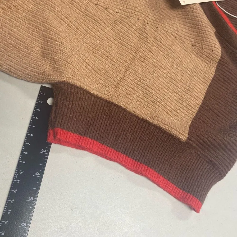 DOKOTOO Women’s Sweater Vest Size 2XL Brown Tan and Red V Neck Cap Sleeves‎ - Image 3