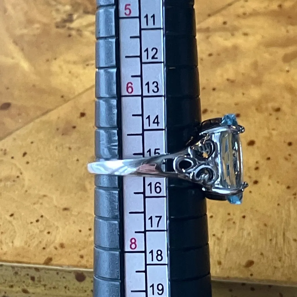 Sky Blue Topaz Sterling Silver Marquise Ring Size 7 - Image 8