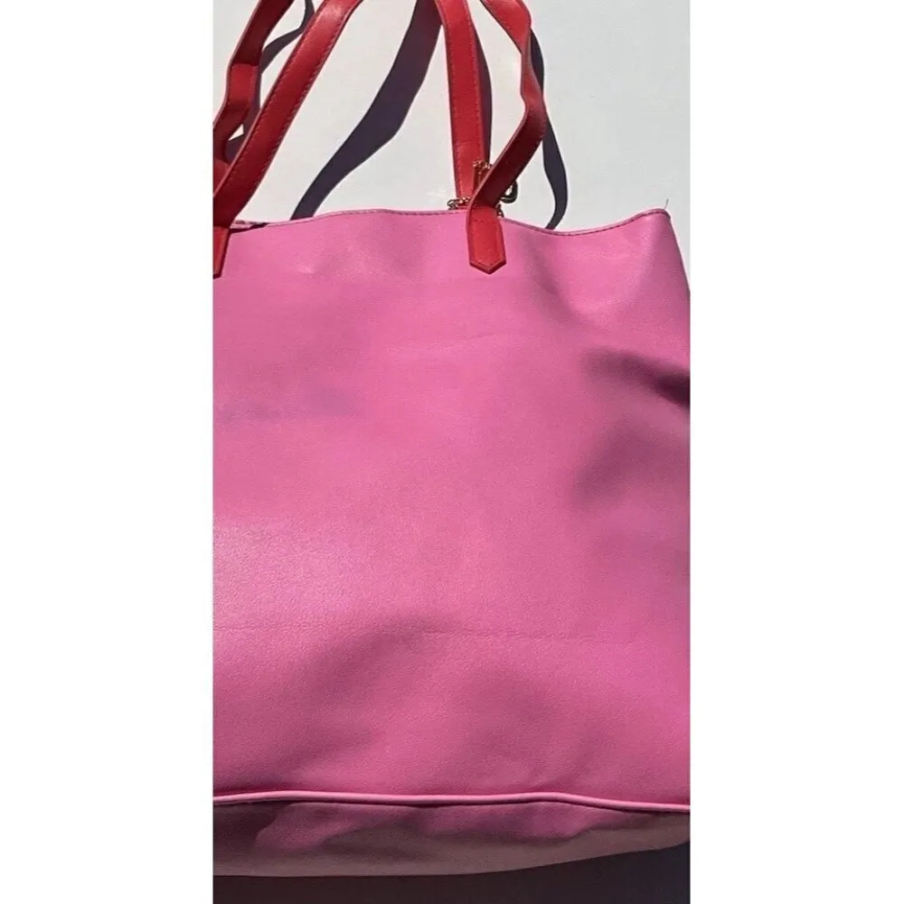 Vintage Juicy Couture Large Pink Leather Red Velvet Y2K Summer Travel Bag - Image 14