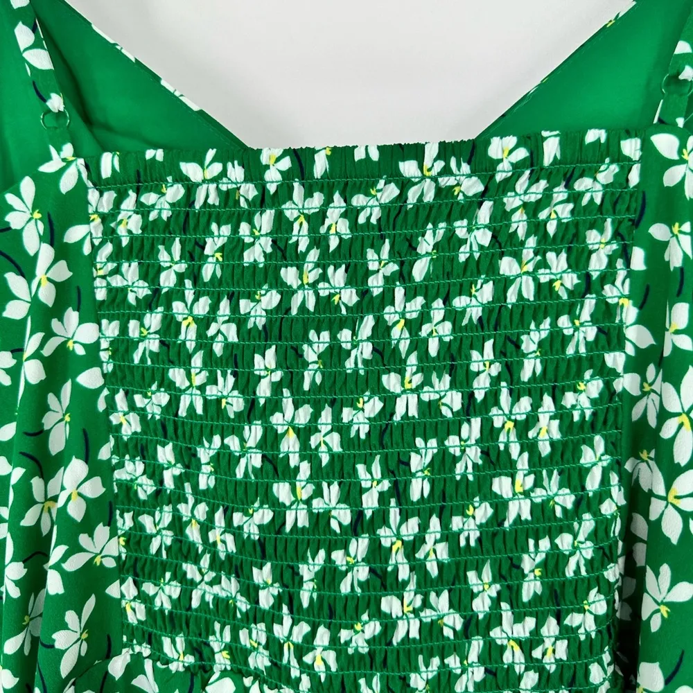 Eliza J Green Floral Print High Low Midi Dress size 14 Flowy Surplice Ruffle NWT - Image 8