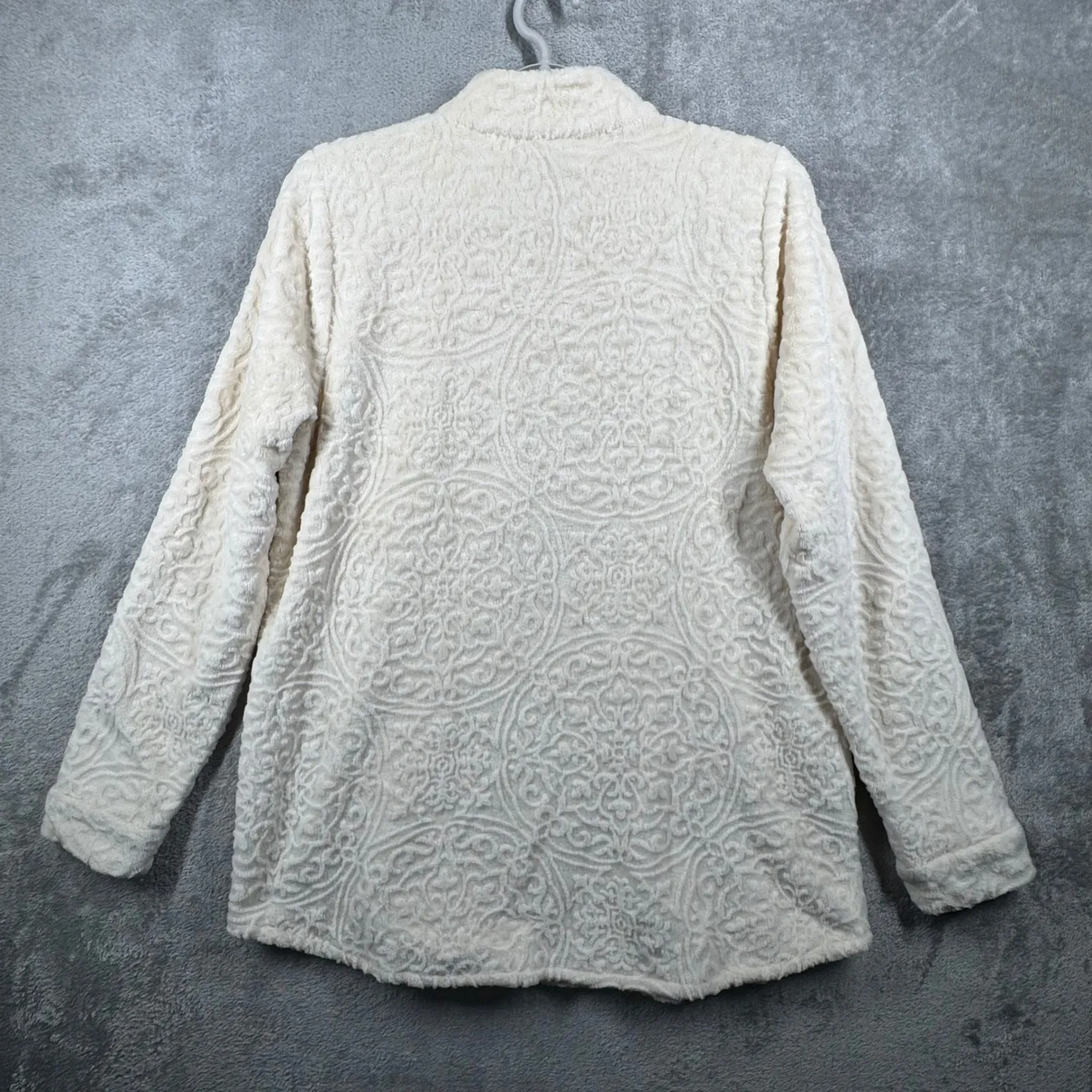 Soft Surroundings Interlude M Pullover Carved Damask Sherpa Luxe Cabin Cozy‎ - Image 4