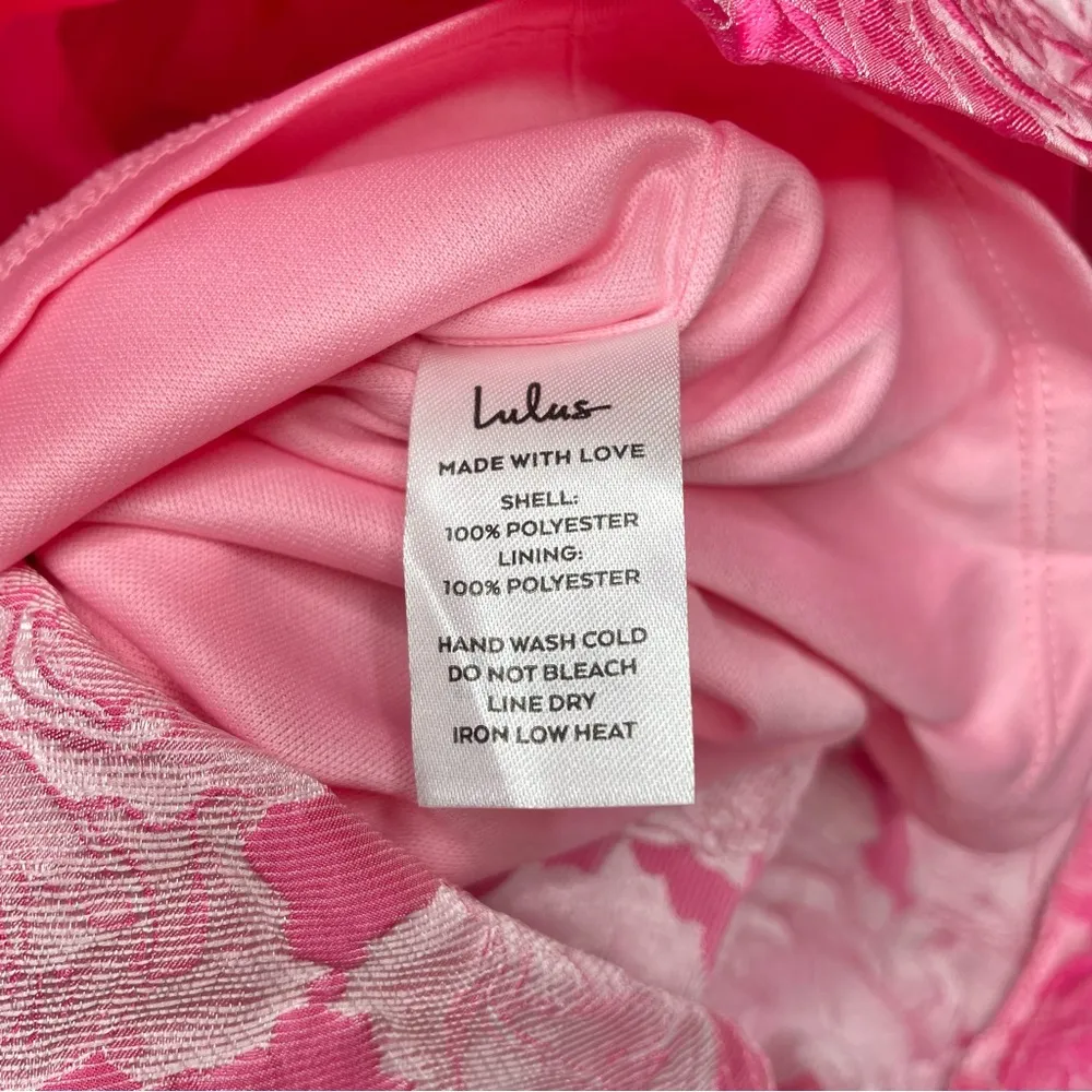 Lulus Flowery Fete Pink Floral Jacquard One Shoulder Mini Dress Large L Party - Image 6