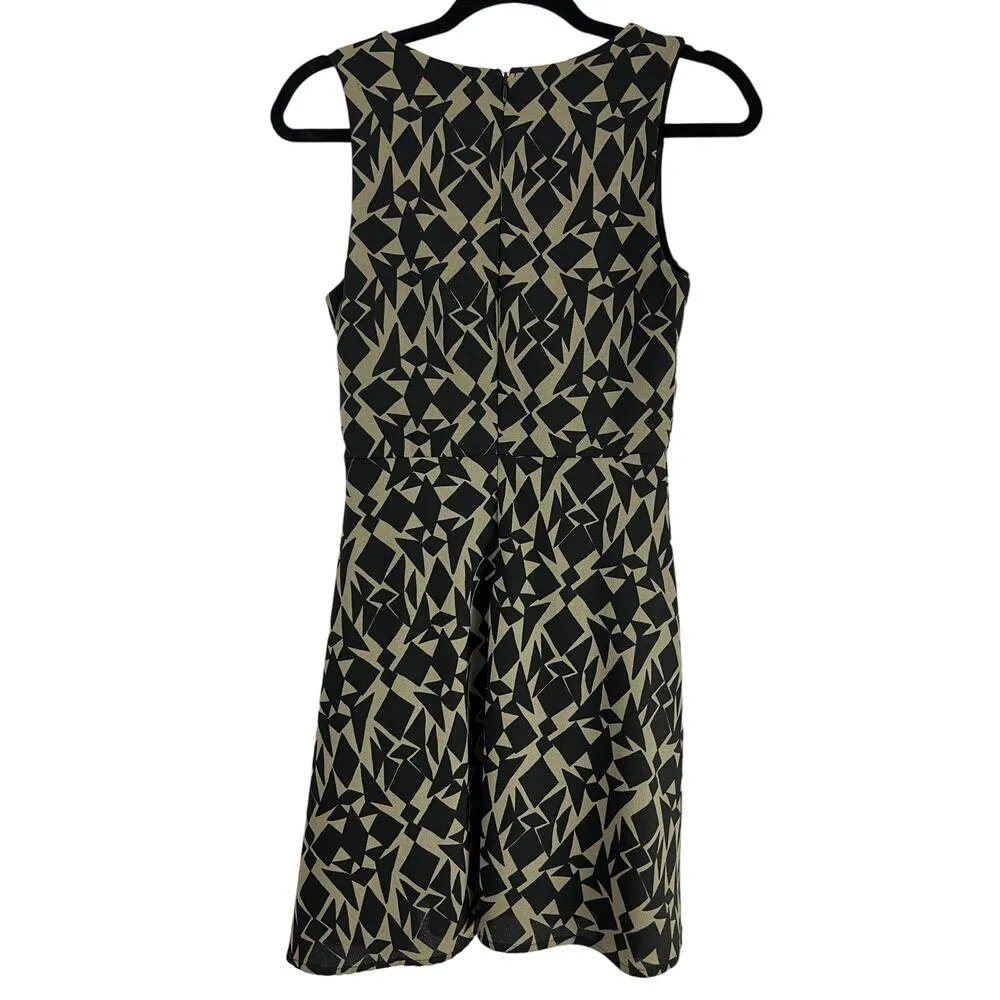 Anthropologie Everly Black/Tan Fit & Flare Geometric Fully Lined Dress Size S - Image 3