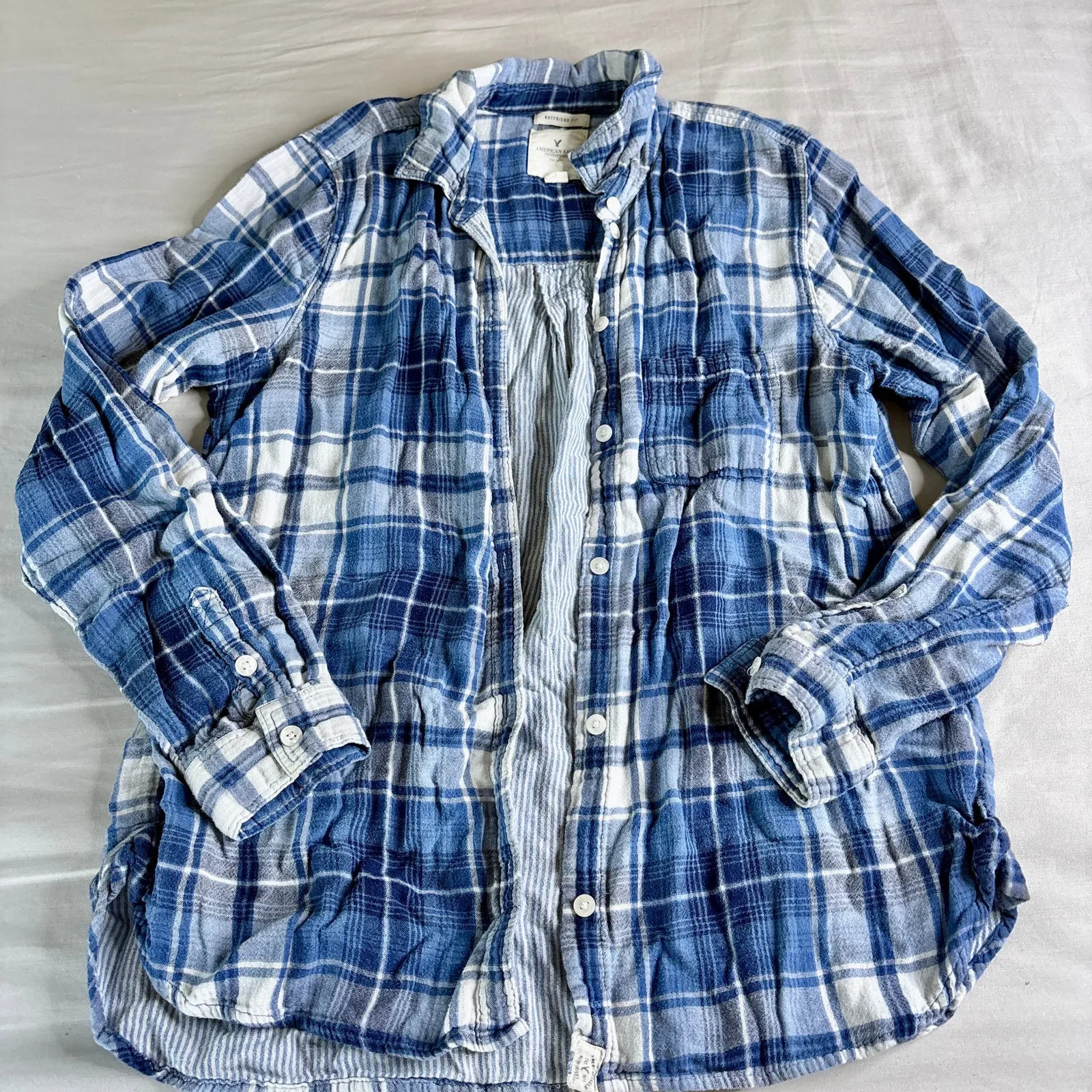 Fall Flannels Womens Small Black White Blue Button Downs Bundle - Image 11